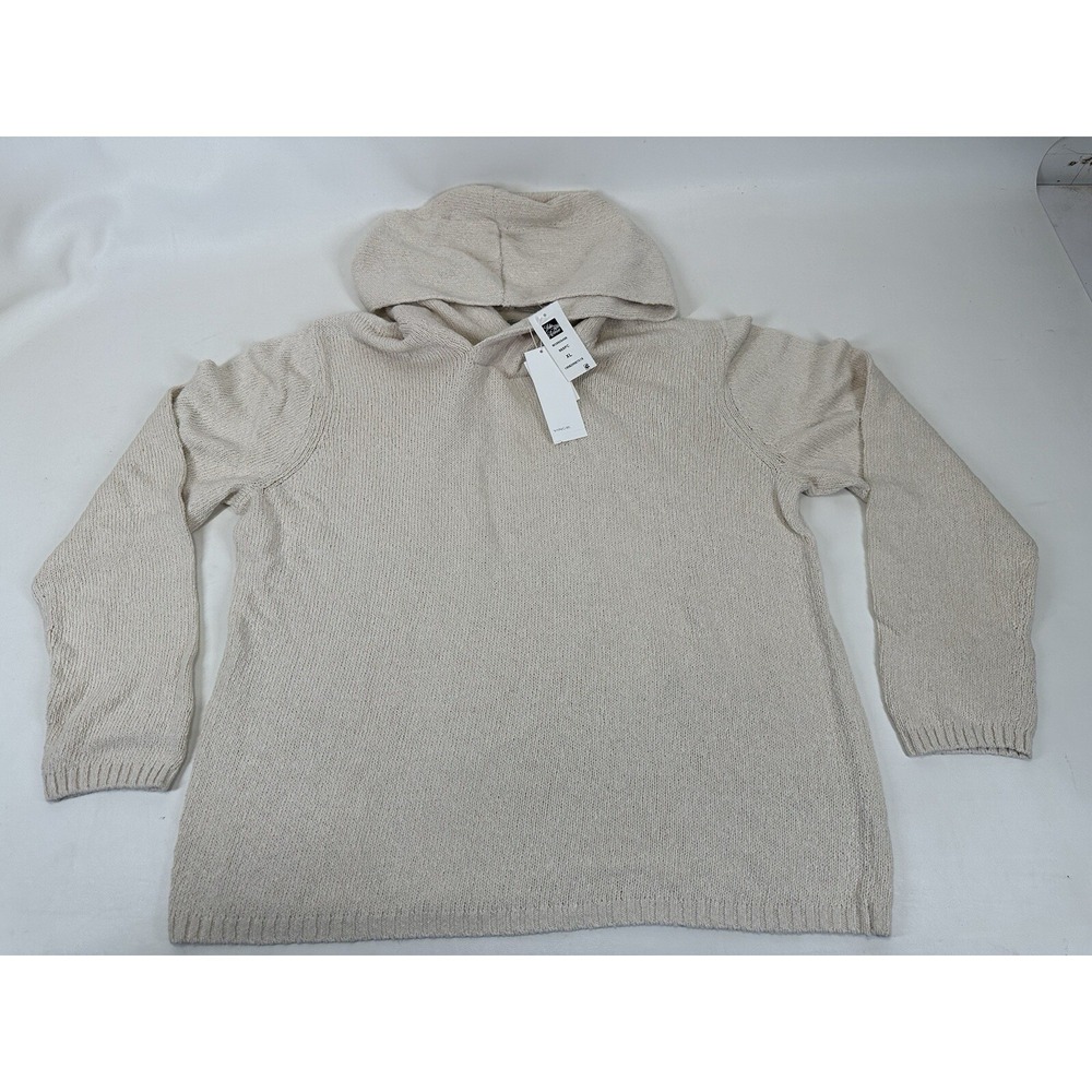 Vince Hand Knit Hoodie Sweater Men's Size XL Cream NWT Cotton Pullover